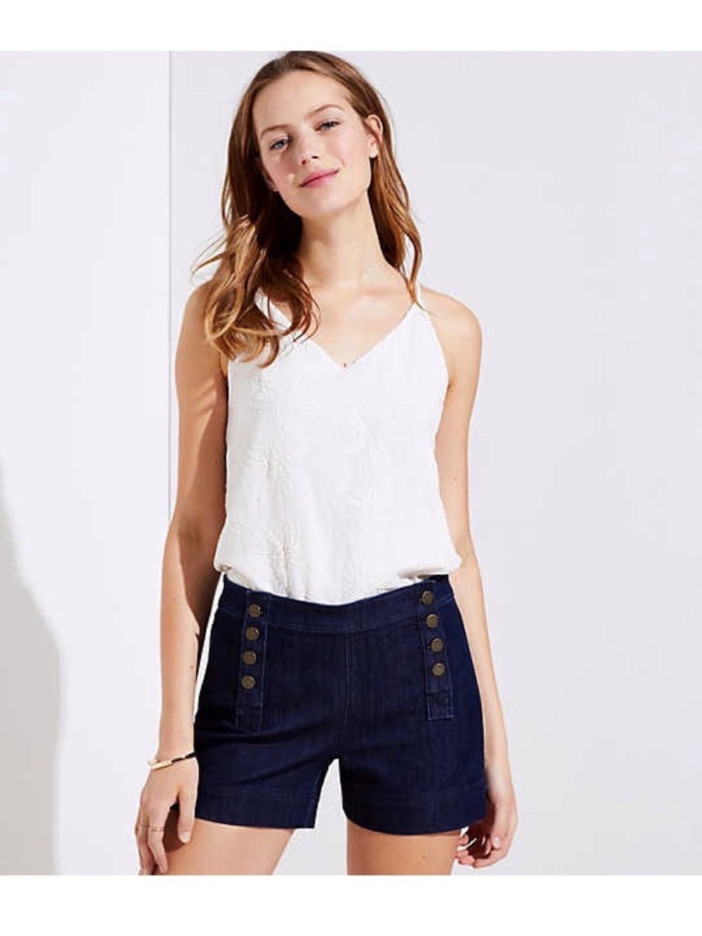 Loft Sailor Dark Wash Denim Shorts